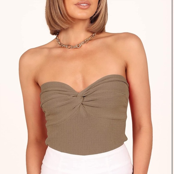 Knit Strapless Tube Tops Twist Knot - Picture 8 of 9